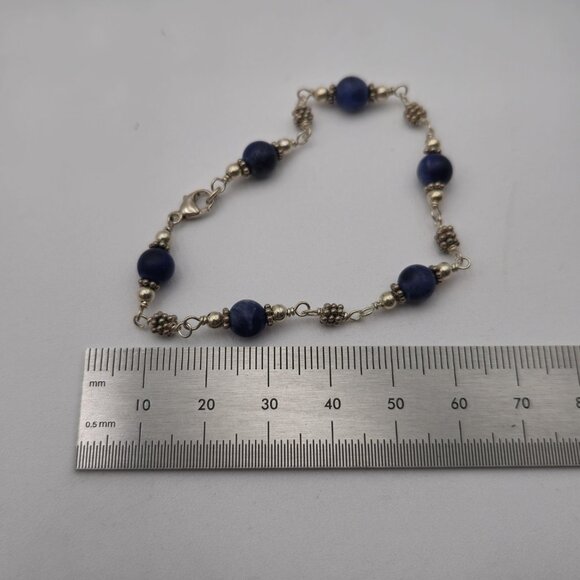 7 Inch Sterling Silver Sodalite Stone Bracelet A3797 - Picture 4 of 5